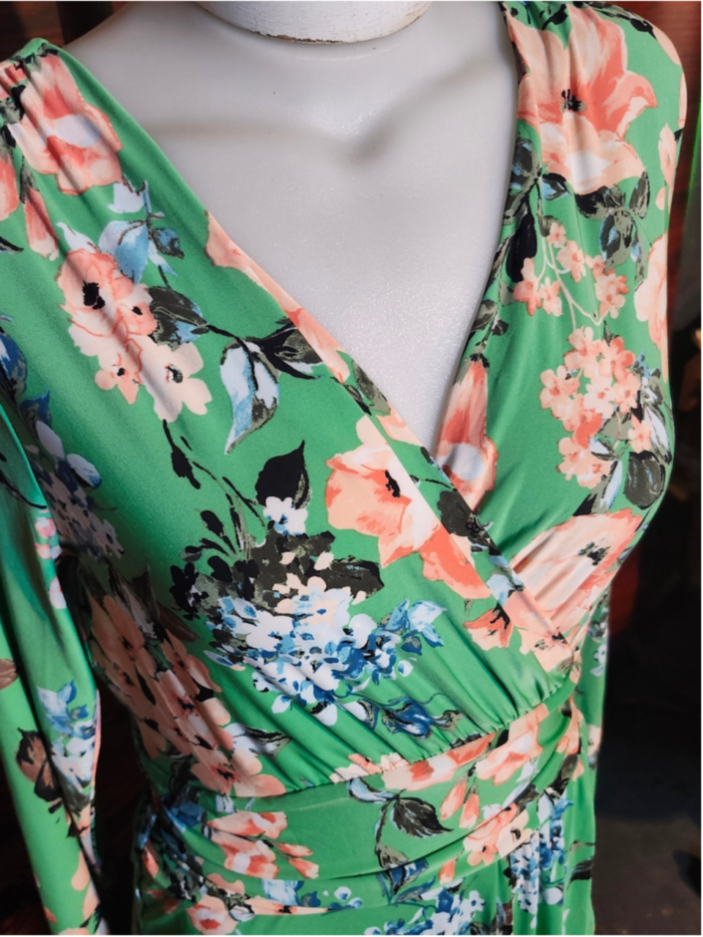 Women's Rachel Rachel Roy Floral Maxi Dress, Size M, Green and Peach - Picture 3 of 4
